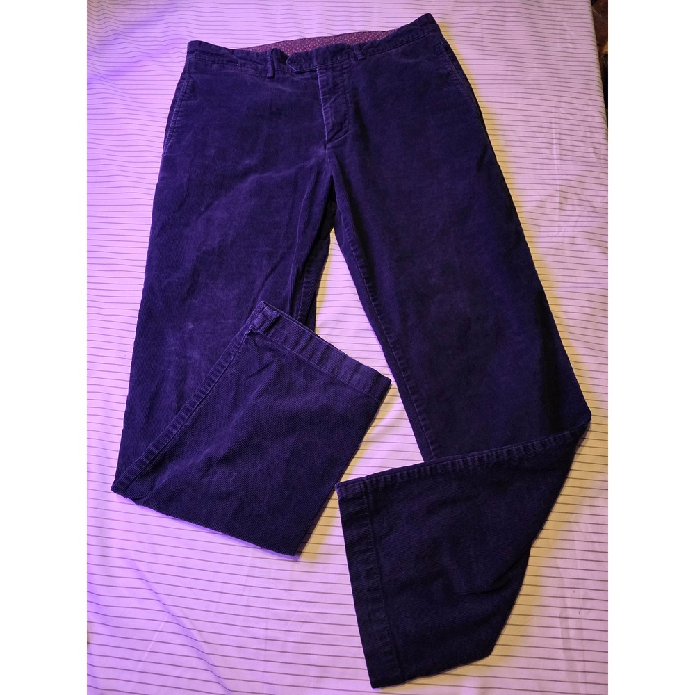 1082 Cremieux Mens navy Corduroy Pants Straight Leg Stretch 32x30